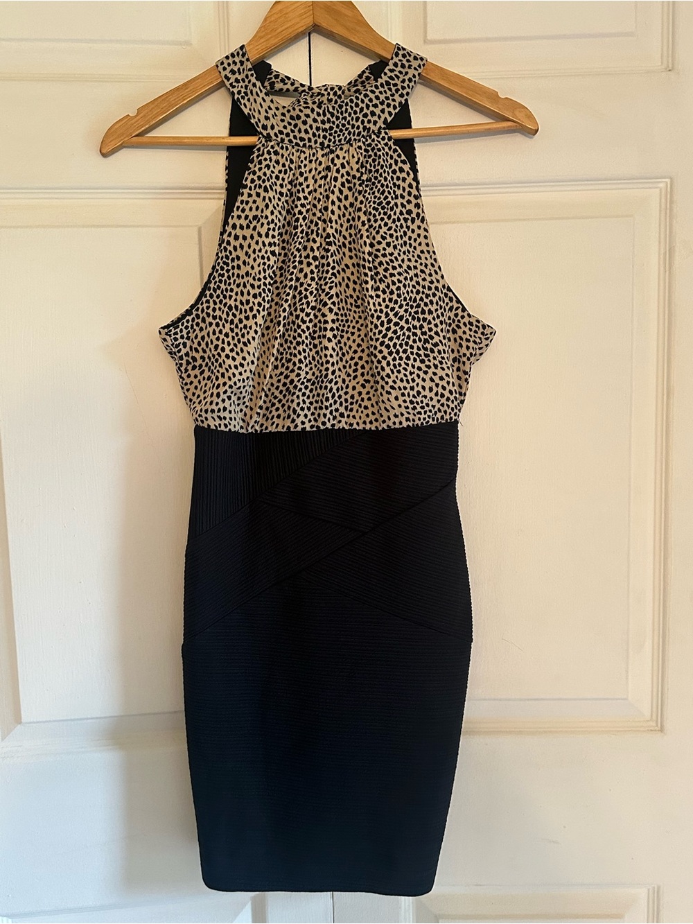 Teeze Me One-Shoulder Animal Print & Black Sheath Dress